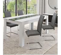 IDMARKET Lot de 4 chaises de salle à manger MIA pieds chromés gris