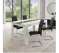 Lot De 4 Chaises Mia Noires Liseré Blanc Pour Salle À Manger