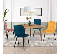 IDMARKET Lot de 4 chaises de salle à manger MILA assise matelassée bleu x2, jaune ocre, rose