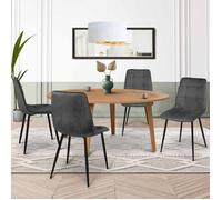 IDMARKET Lot de 4 chaises de salle à manger MILA en velours gris