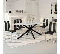 IDMarket Lot de 4 chaises salle à manger PIA pieds chromés noir non empilables non pliables