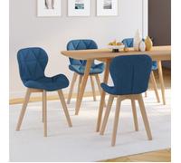 IDMarket - Lot de 4 chaises ROBINE en Tissu Bleu Canard pour Salle à Manger