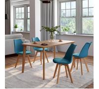 Lot de 4 chaises SARA bleu canard pour salle à manger