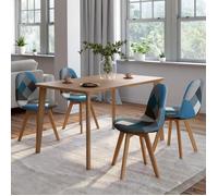 IDMarket – Lot de 4 chaises scandinaves SARA – motifs patchworks bleus