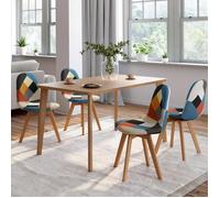 IDMarket Lot de 4 chaises de salle à manger SARA scandinaves motifs patchworks multi-couleurs