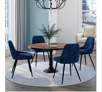 IDMARKET Lot de 4 chaises de salle à manger THALYA en velours bleu