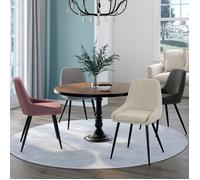 IDMARKET Lot de 4 chaises de salle à manger THALYA en velours crème, gris clair, gris foncé, rose avec accoudoirs