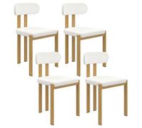 IDMarket Chaises ESMA pour salle à manger – Métal effet bois, tissu bouclette – Lot de 4