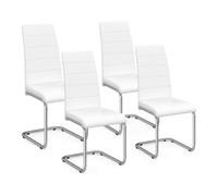 IDMARKET Lot de 4 chaises de salle à manger MIA pieds chromés blanc