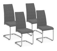 IDMarket - Chaises de salle à manger MIA - Lot de 4 - Tissu gris anthracite - Pieds chromés