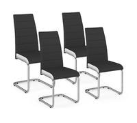 Lot De 4 Chaises Mia Noires Liseré Blanc Pour Salle À Manger