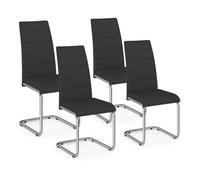 IDMarket Lot de 4 chaises de salle à manger MIA - pieds chromés - noires