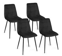 IDMarket – Lot de 4 chaises de salle à manger MILA en velours – Noir