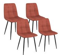 IDMarket - Lot de 4 chaises Mila en Velours Terracotta pour Salle à Manger
