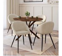 IDMARKET Lot de 4 chaises NAYA en velours crème pour salle à manger