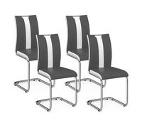 IDMarket - Lot de 4 chaises PIA Grises et Blanches pour Salle à Manger