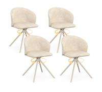 IDMarket - Lot de 4 chaises pivotantes KIRA en tissu chenille beige et pied en métal beige pour la salle à manger