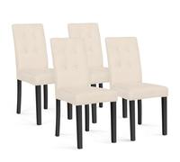 Lot de 4 chaises polga capitonnées en velours beige pieds noirs