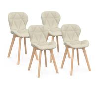 IDMarket Chaises de salle à manger ROBINE Lot de 4 en tissu beige