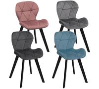 Lot De 4 Chaises Robine En Velours Mix Color Pastel Bleu, Gris Clair, Gris Foncé, Rose Gris
