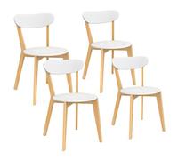 IDMarket Chaises FREJA scandinaves bicolore blanc et bois – Lot de 4 pour salle à manger