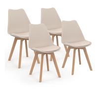 IDMarket - Lot de 4 chaises scandinaves SARA Beige pour Salle à Manger
