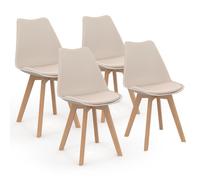 IDMarket Lot de 4 chaises scandinaves SARA Beige pour salle à manger