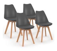 IDMARKET Lot de 4 chaises scandinaves SARA gris foncé pour salle à manger