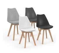 Lot De 4 Chaises Sara Mix Color Gris Foncé Gris Clair Blanc Et Noir