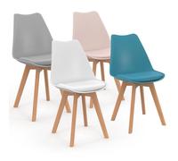 IDMarket - Lot de 4 chaises scandinaves SARA Mix Color Pastel Rose, Blanc, Gris Clair, Bleu
