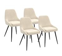 IDMARKET – Lot de 4 chaises de salle à manger THALYA – velours beige avec accoudoirs