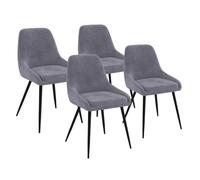 IDMarket Lot de 4 chaises THALYA Salle à manger velours gris accoudoirs H. 79 cm