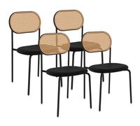 IDMarket – Lot de 4 chaises Clotilde Vintage en métal noir, dossier cannage pour salle à manger