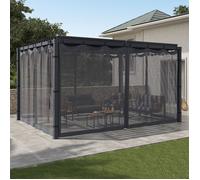 IDMarket - Lot de 4 moustiquaires pour pergola bioclimatique 3x4 Gris zippés + Crochets