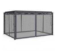IDMarket - Lot de 4 moustiquaires pour pergola bioclimatique 3x4 Gris zippés + Crochets