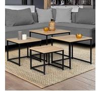 IDMARKET Lot de 4 tables basses gigognes DETROIT 35/40/45/50 design industriel