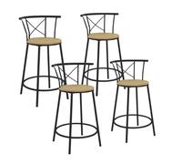 IDMarket - Lot de 4 tabourets de Bar bistrot Detroit avec Dossier arrondis Design Industriel