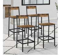 IDMARKET Lot de 4 tabourets de bar DAYTON avec dossier chaise de cuisine design industriel