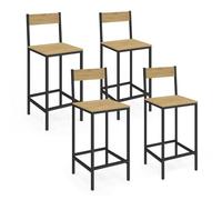 IDMARKET Lot de 4 tabourets de bar DETROIT avec dossier chaise de cuisine design industriel