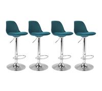 IDMARKET Lot de 4 tabourets de bar KARL design bleu canard
