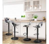 Lot de 4 tabourets de bar karl design patchworks noirs, gris et blancs pied noir