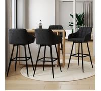 IDMARKET Lot de 4 tabourets de bar MADY avec accoudoirs en velours noir