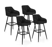 IDMarket - Lot de 4 tabourets de Bar Mady avec accoudoirs en Velours Noir