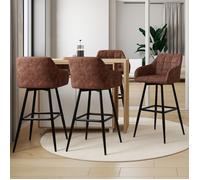 IDMarket - Lot de 4 tabourets de bar Mady avec accoudoirs marron vintage