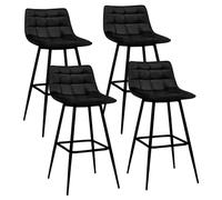 IDMarket - Lot de 4 tabourets de Bar Mady en Velours Noir