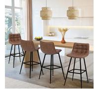 IDMarket Lot de 4 tabourets de bar MADY marron vintage