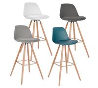 Lot De 4 Tabourets De Bar Sara Gris Foncé Gris Clair Blanc Et Bleu Canard