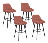 IDMarket – Lot de 4 tabourets de bar THALYA en velours terracotta avec demi-accoudoirs
