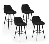 IDMarket Tabourets de bar THALYA Velours noir avec demi-accoudoirs Lot de 4
