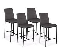 IDMarket - Lot de 4 tabourets ROMANE design contemporain en PVC gris | Chaises de bar rembourrées